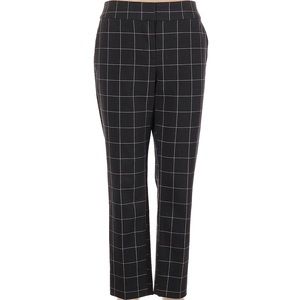 LOFT Gray Straight Leg Slacks with Pink Windowpane Stripes